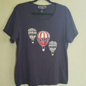 Karen Scott Women's Tshirt Hot Air Baloon 1X